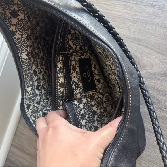 Classic Black Shoulder Bag with Braided Strap - Picture 4 of 9